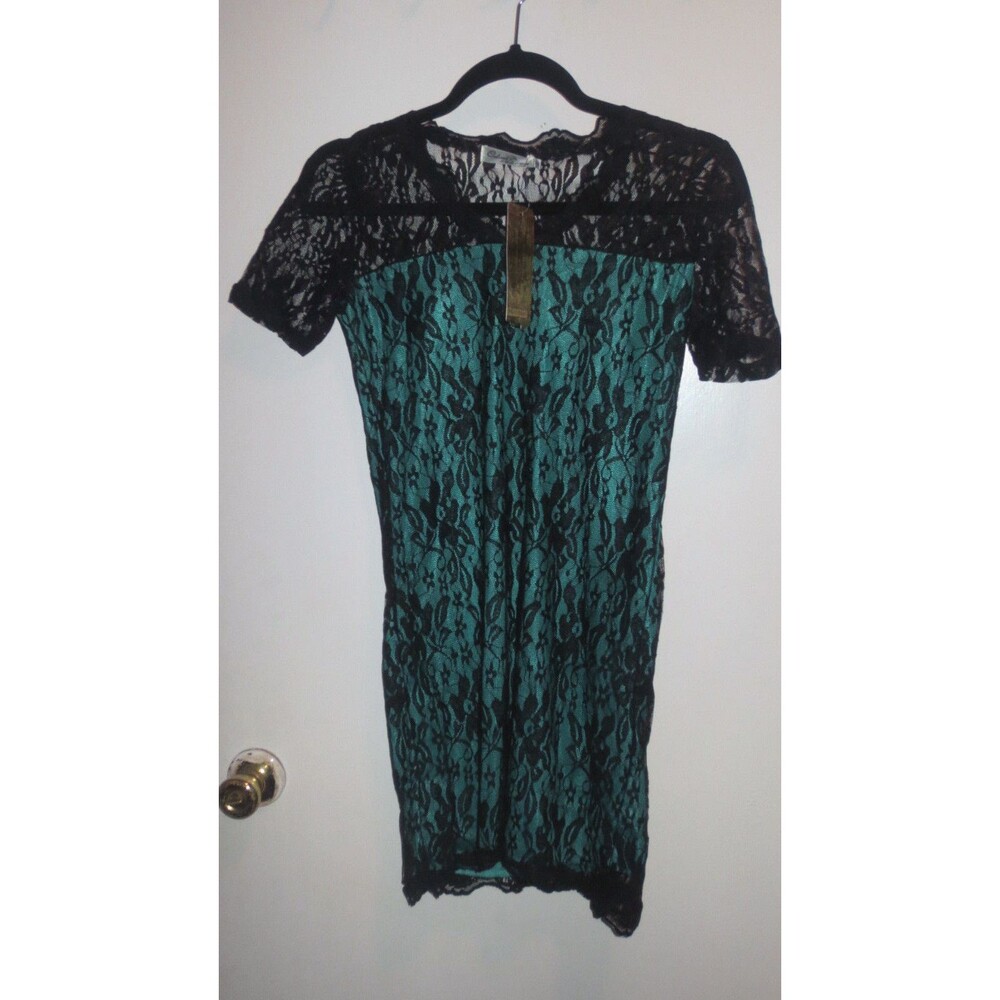Black and green lace dress